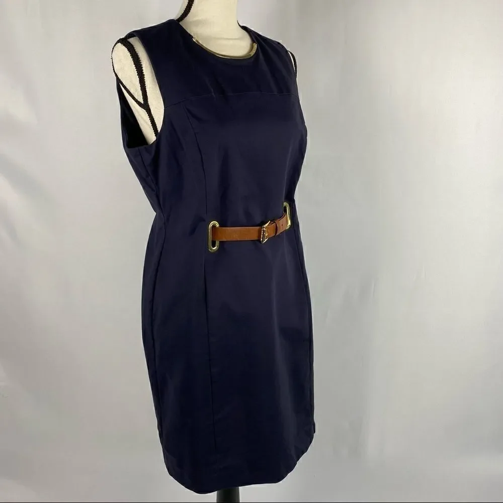 Michael Michael Kors Deep Blue Dress with Belt Size 14
